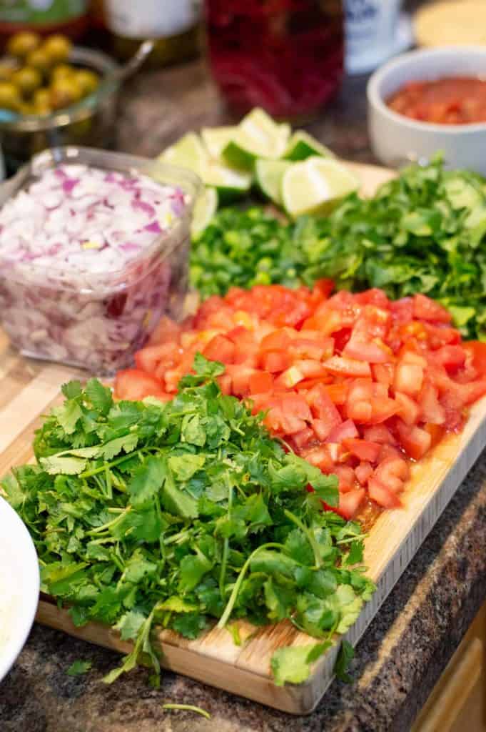 Cut veggies for tacos