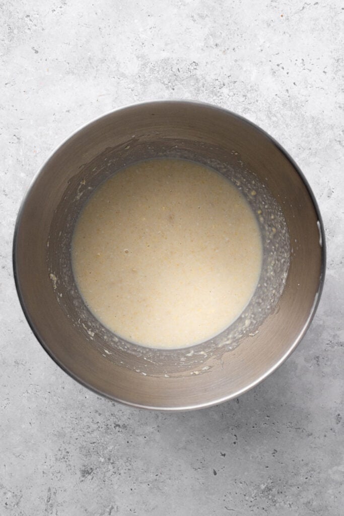 gluten free pancake batter in a bowl