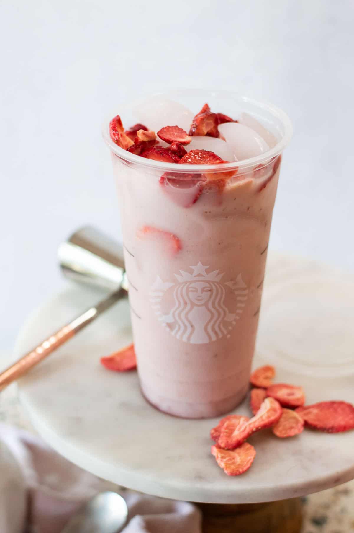 Starbucks Pink Drink Copycat in a plastic cup