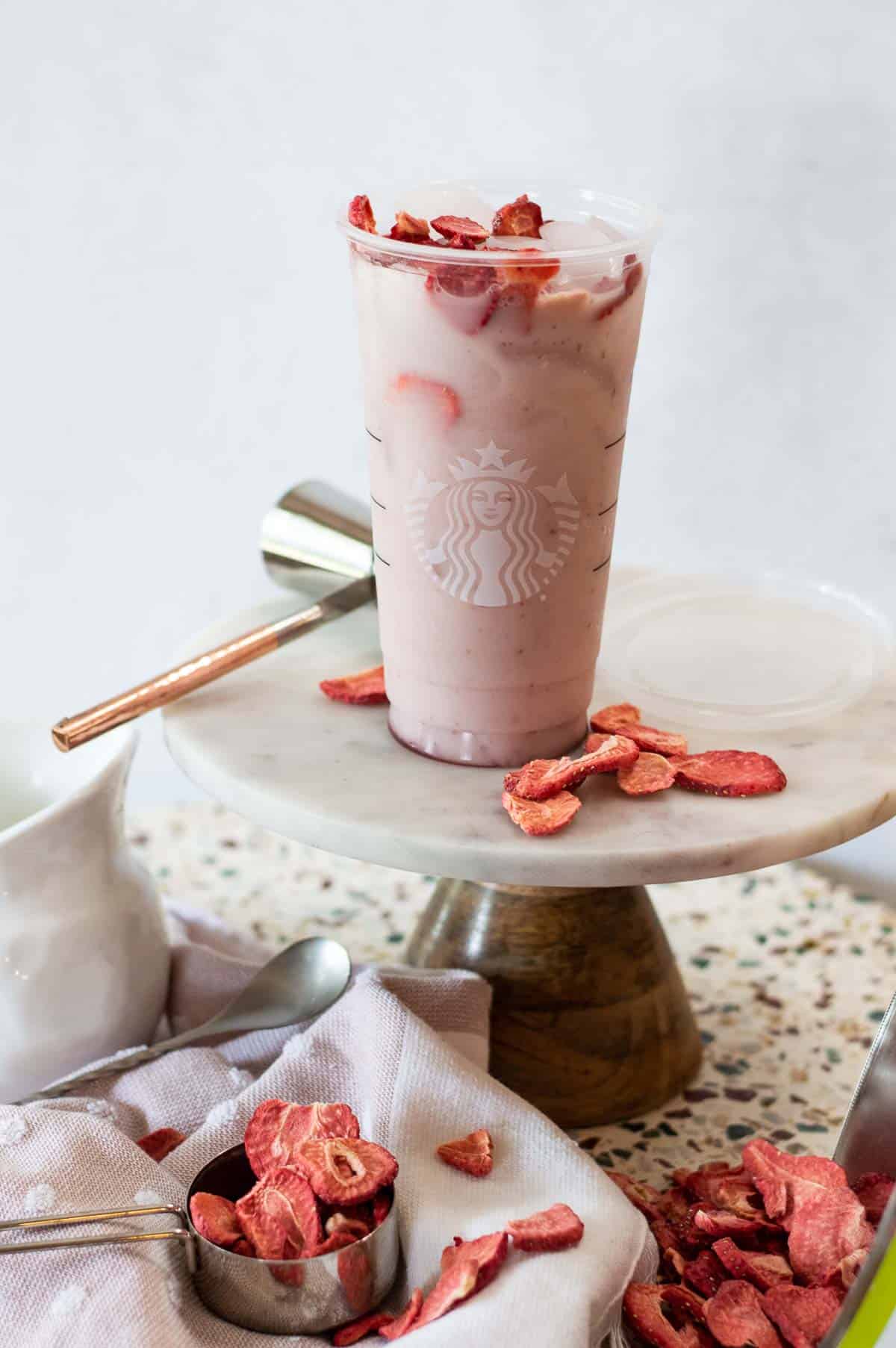 Starbucks Pink Drink Copycat in a plastic cup