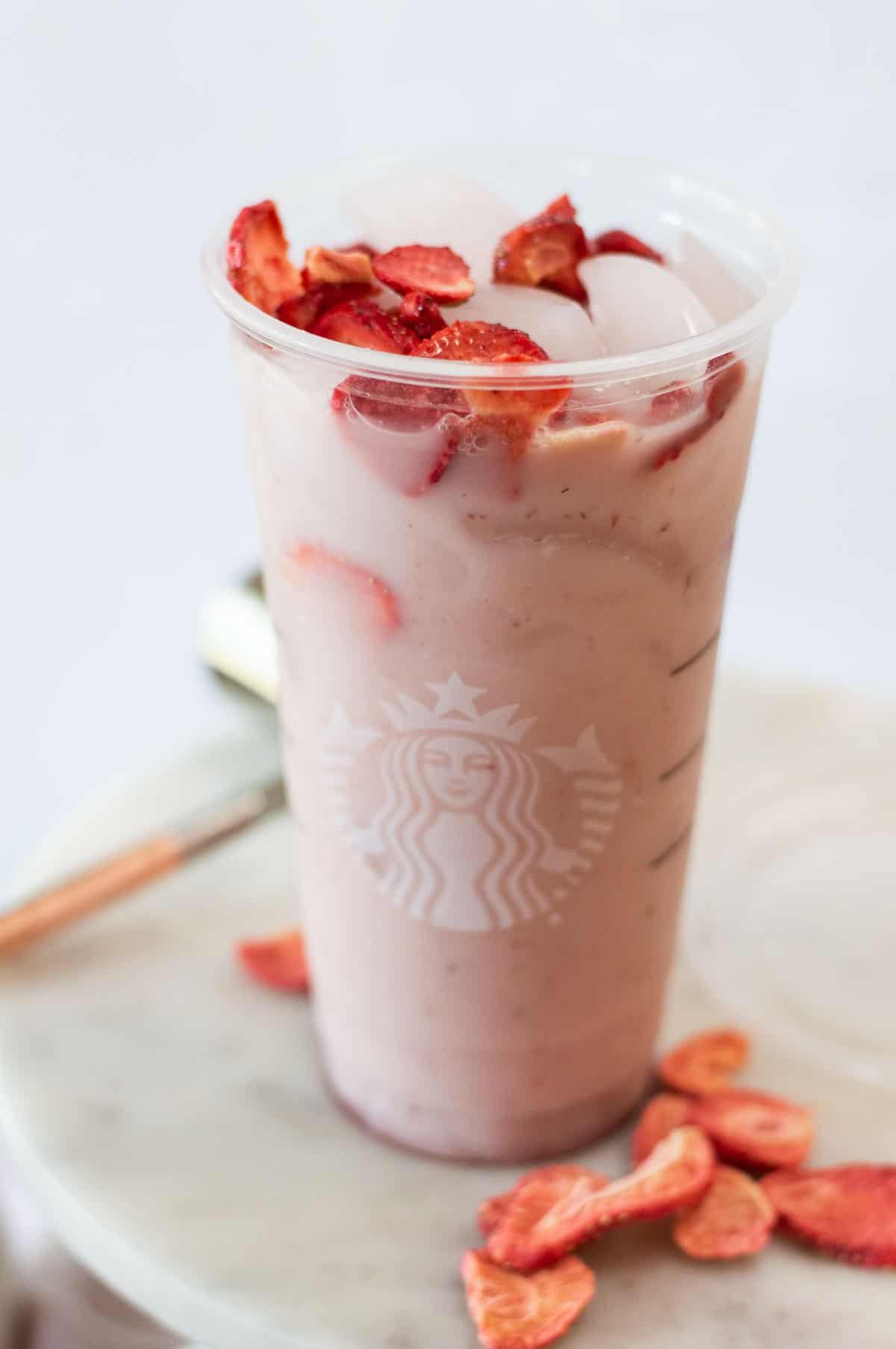 Starbucks Pink Drink Copycat in a plastic cup