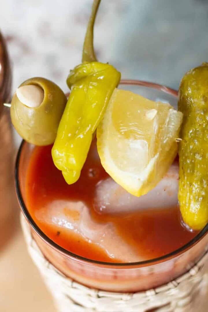 Virgin Bloody Mary Recipe v8 in a glass