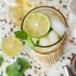 Virgin Mojito Recipe in a glass with limes