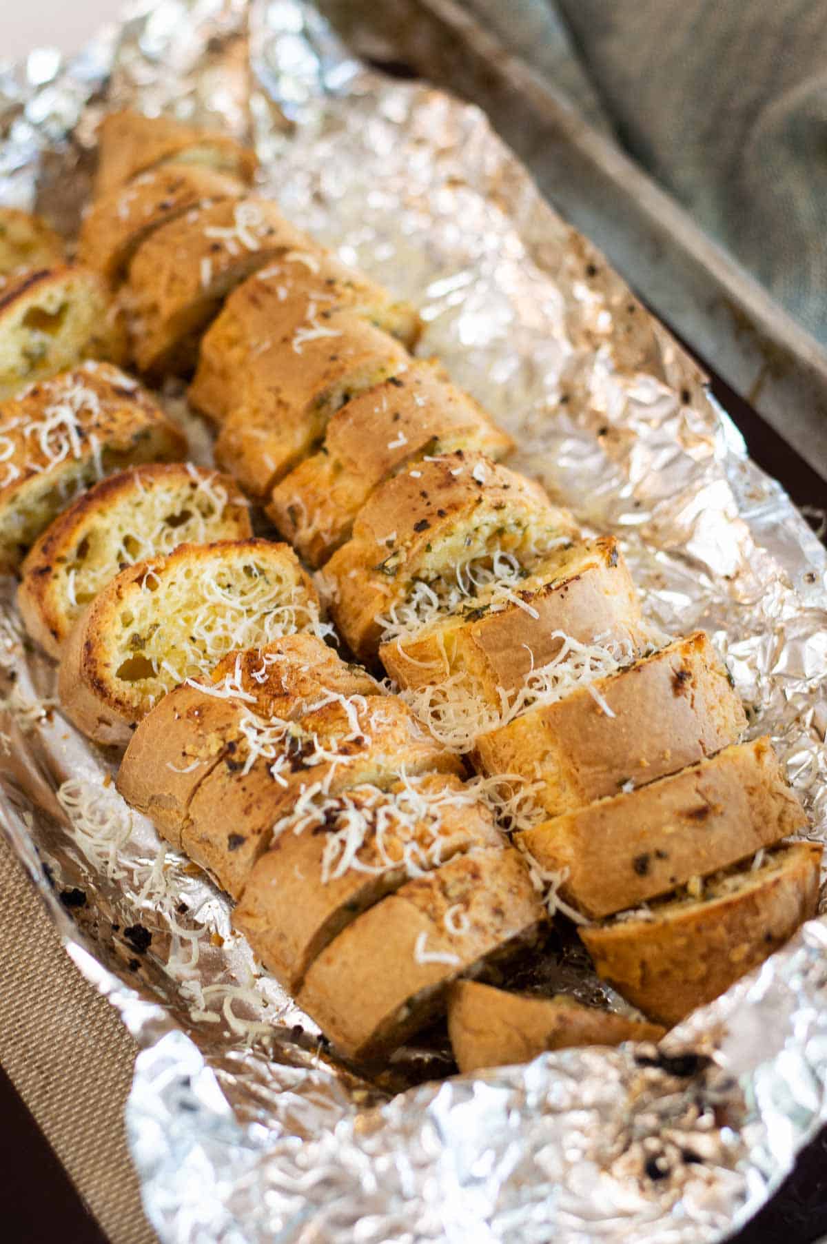 Gluten Free Garlic Bread in tinfoil