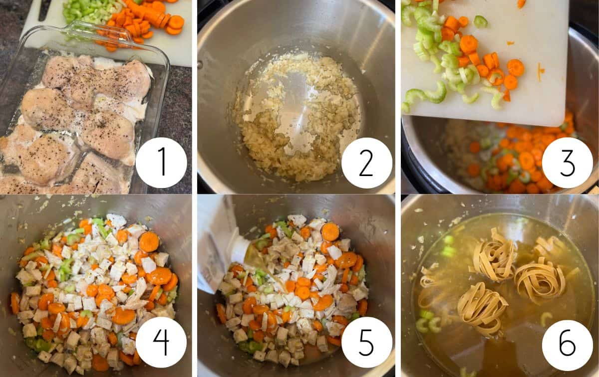 Instant Pot Chicken Noodle Soup step by step instructions