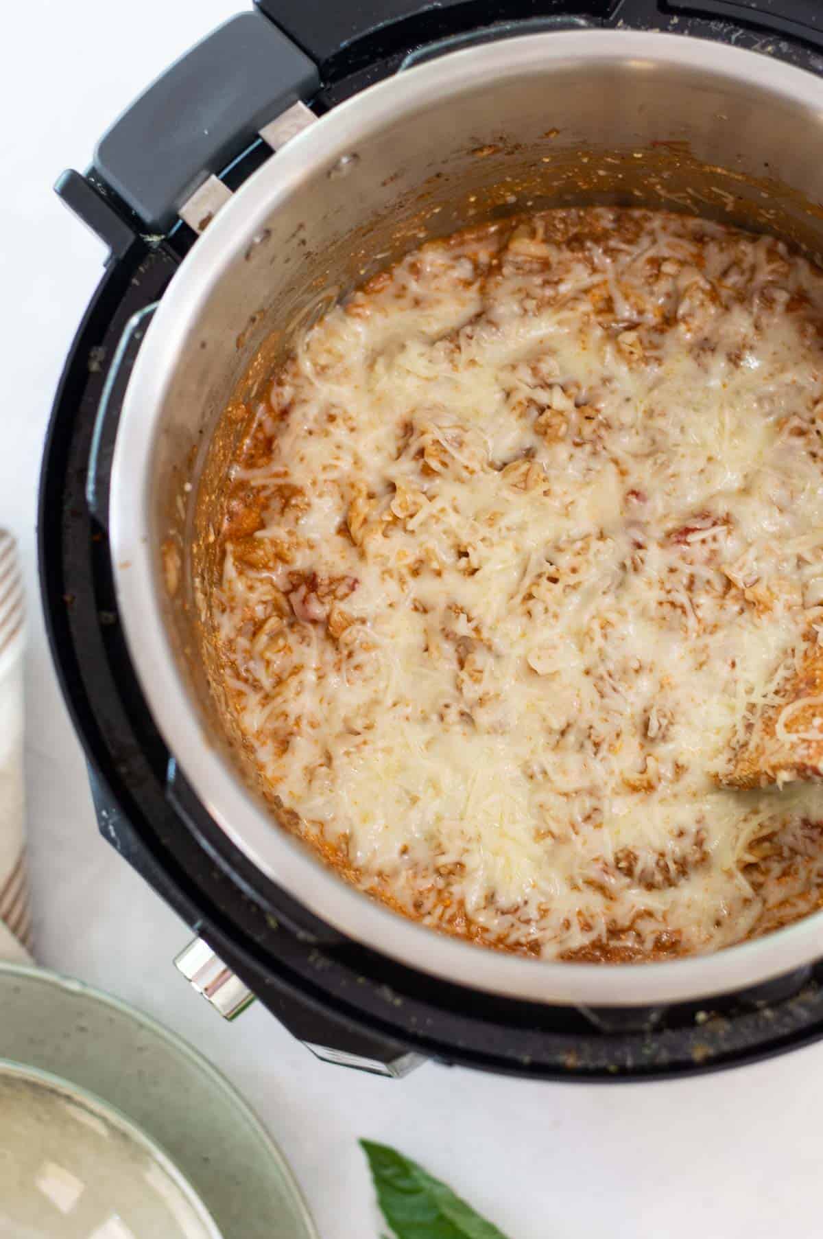 Instant pot lasagna in pot