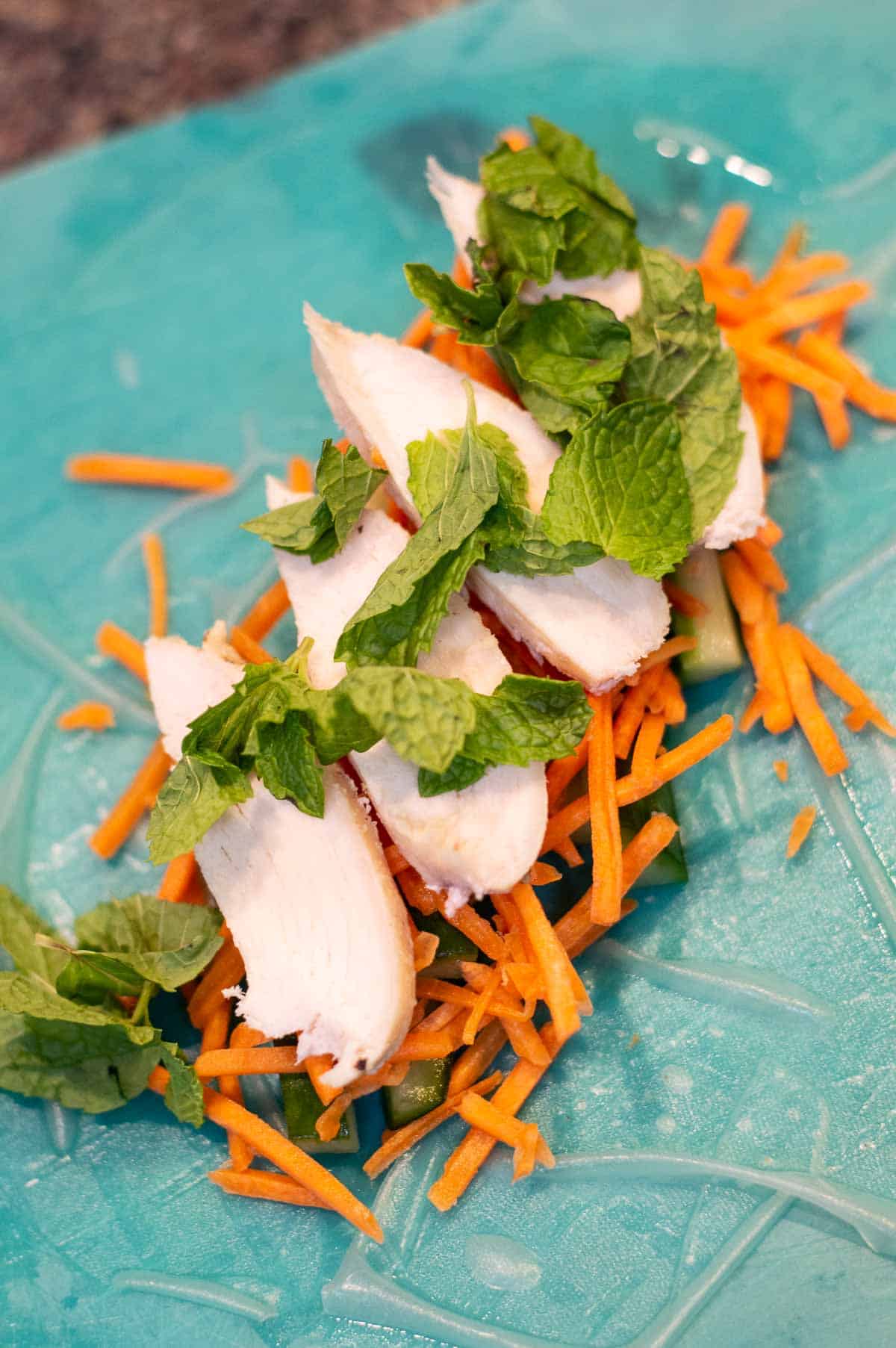 gluten free spring roll ingredients together before rolling