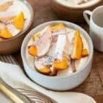 peaches and cream with brown sugar in a bowl