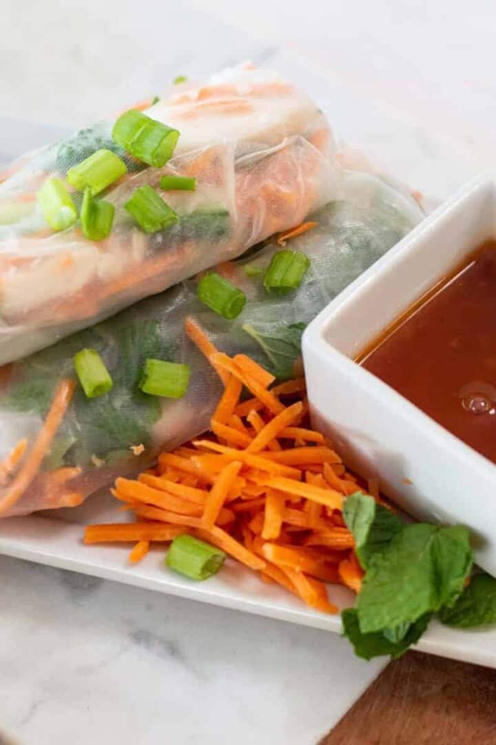 gluten free spring rolls on a plate