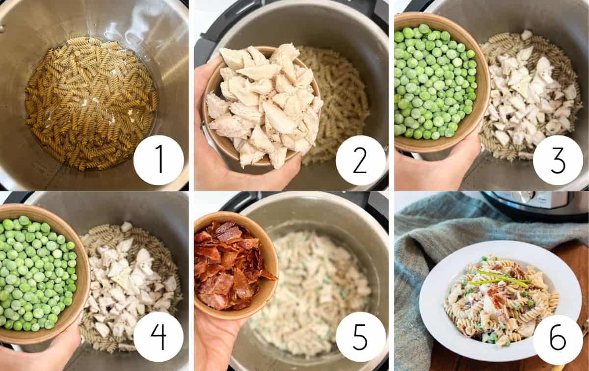 Instant Pot Chicken Pasta with Bacon and Ranch step by step instructions
