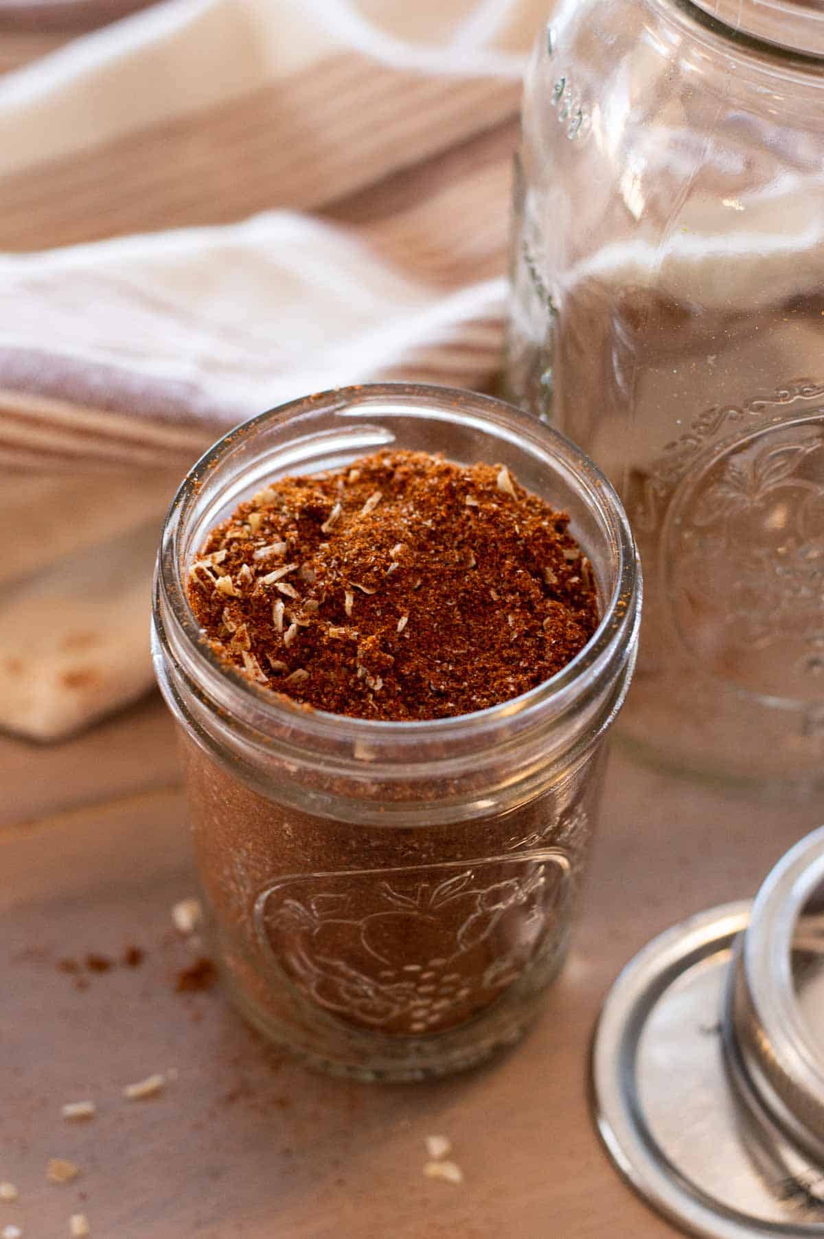 gluten free taco seasoning ingredients in a jar