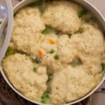 Gluten Free Chicken and Dumplings cooked in a pot