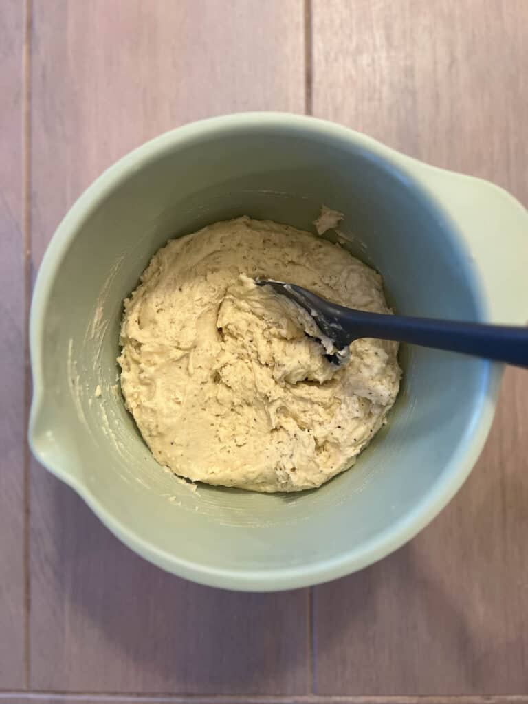 Gluten Free Dumplings step by step instructions with dough in bowl