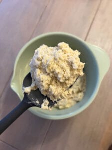 Gluten Free Dumplings step by step instructions with dough in bowl