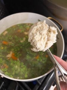 Gluten Free Dumplings cooked in a pot