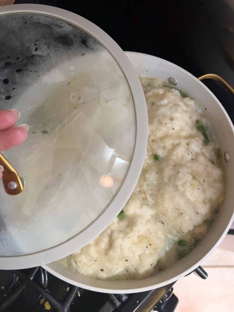 Gluten Free Dumplings cooked in a pot