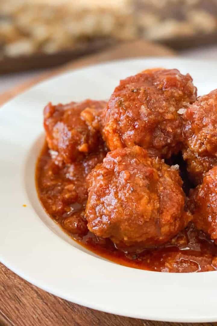 Easy Gluten Free Meatballs in a white bowl