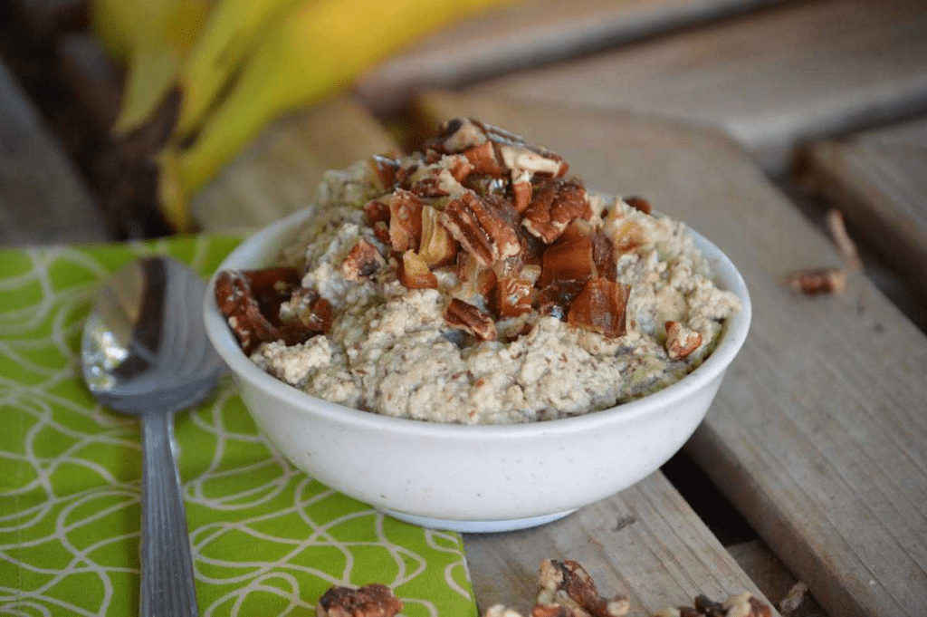 Paleo oatmeal with walnuts on top