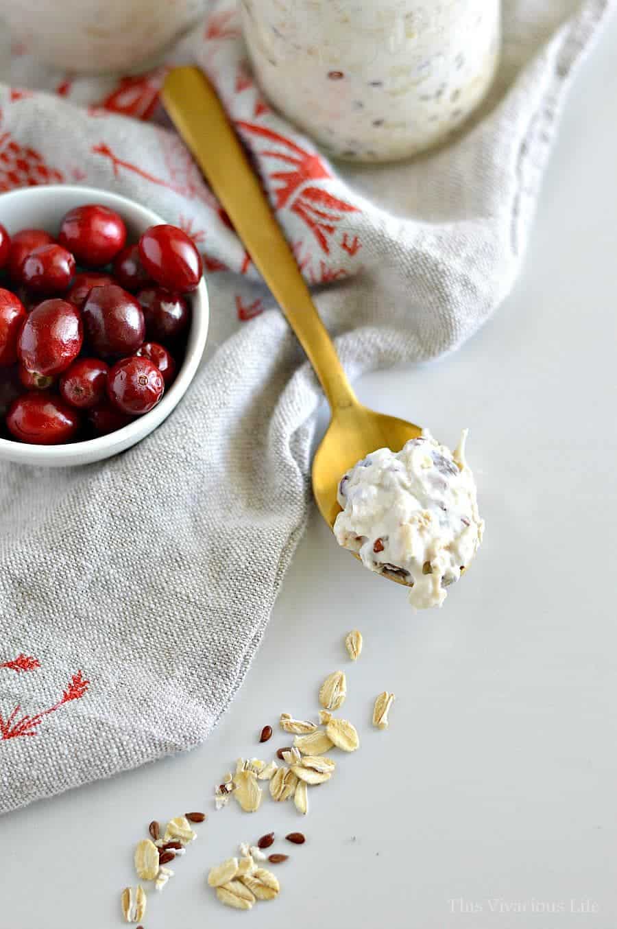 bircher muesli on a spoon