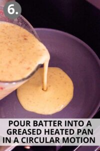 gluten free crepes batter being poured into pan