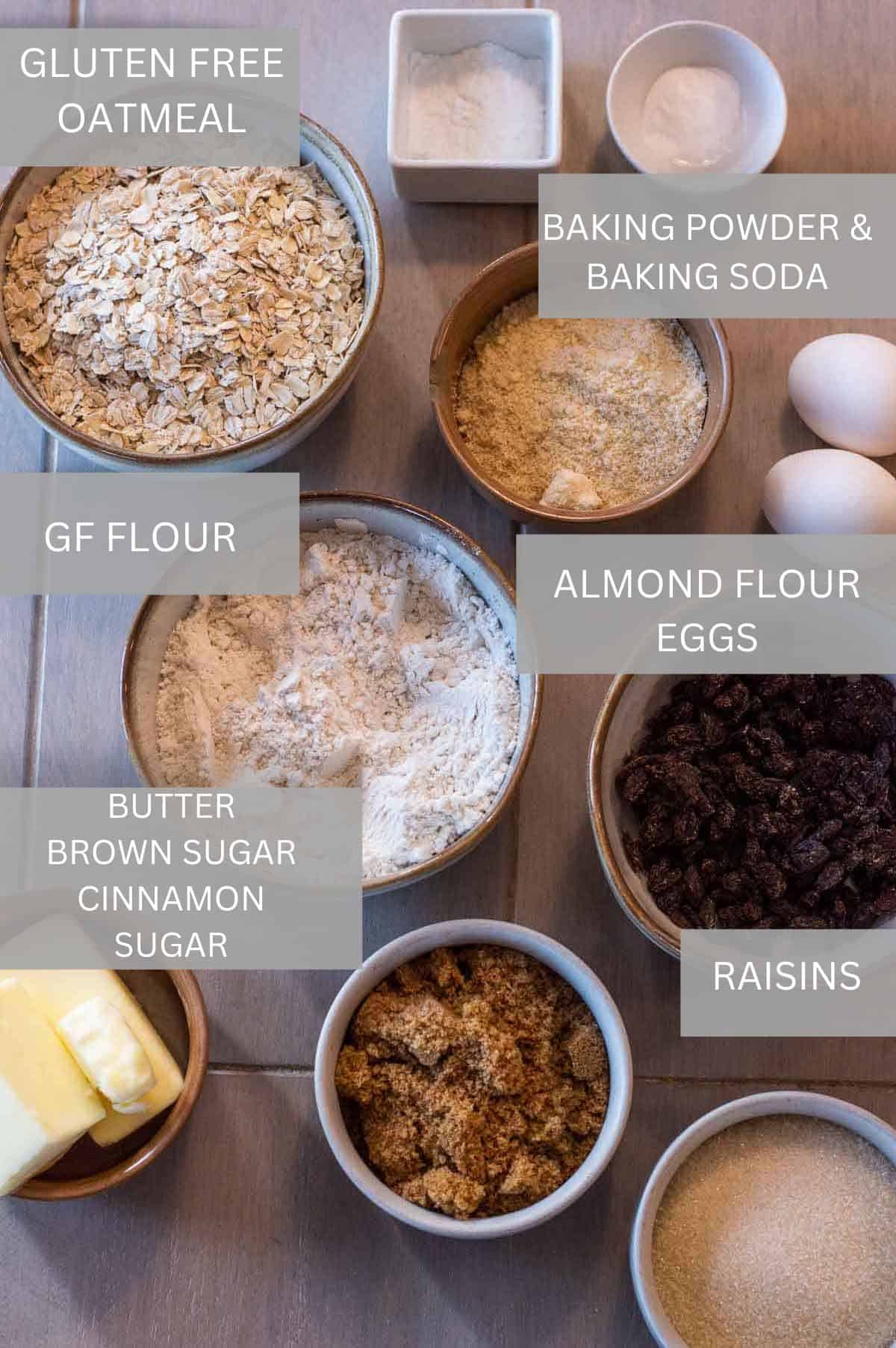 Gluten Free Oatmeal Raisin Cookies Ingredients