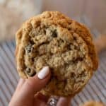 Gluten Free Oatmeal Raisin Cookies in a hand