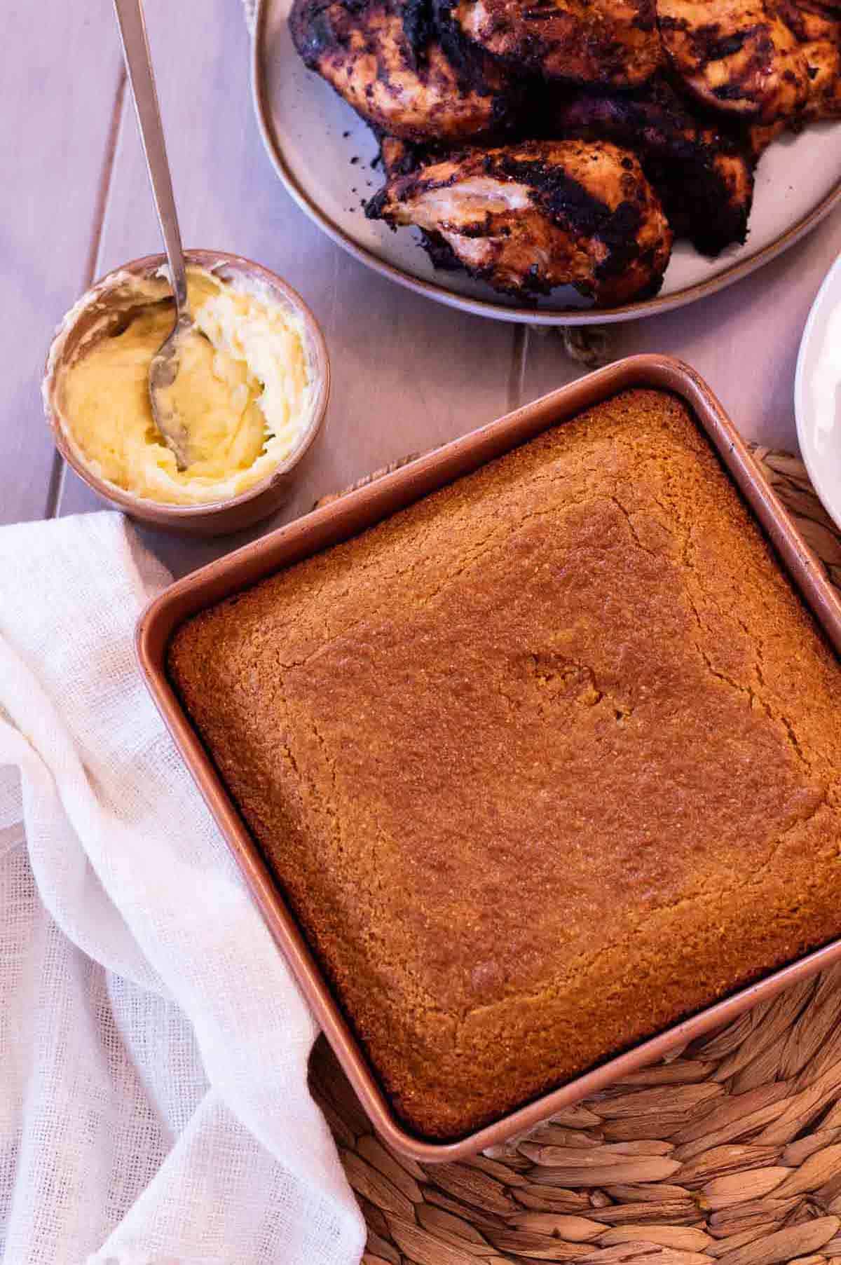 cornbread stacked with honey butter