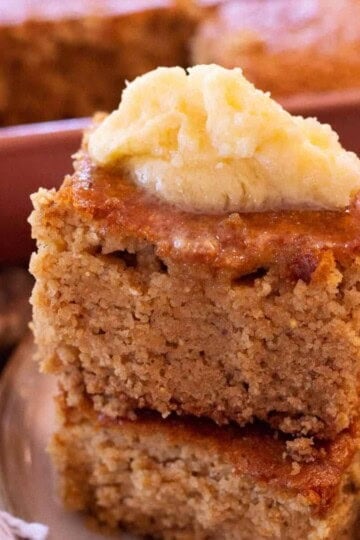 cornbread stacked with honey butter