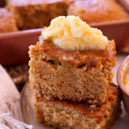cornbread stacked with honey butter