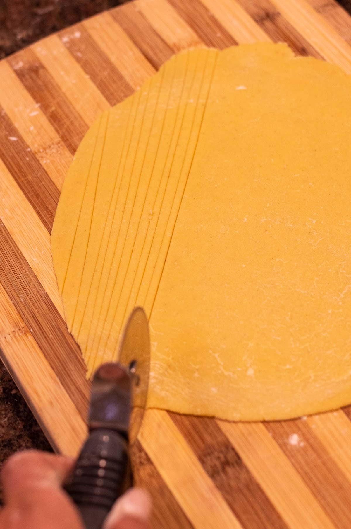 Gluten Free Egg Noodles pasta dough cut