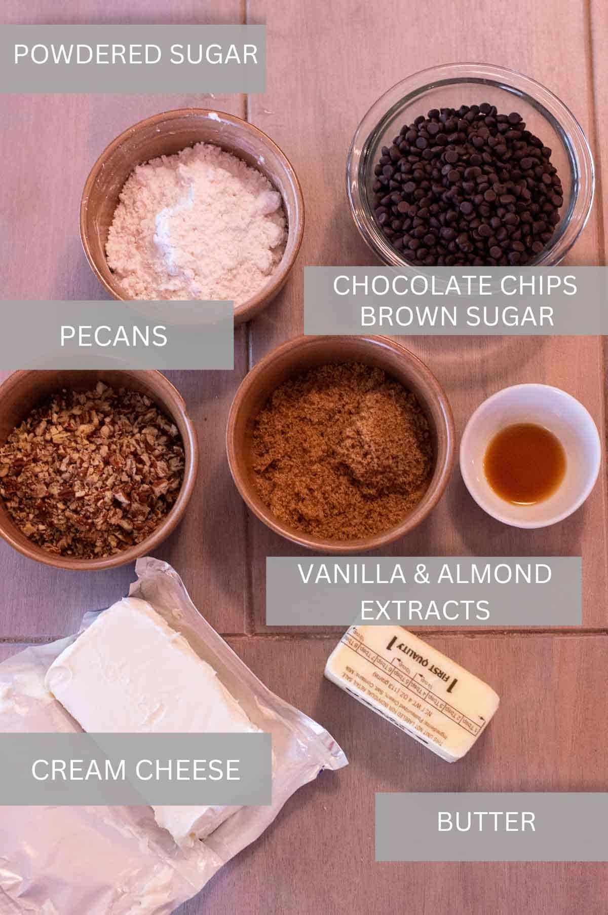 Chocolate Chip Cheeseball ingredients