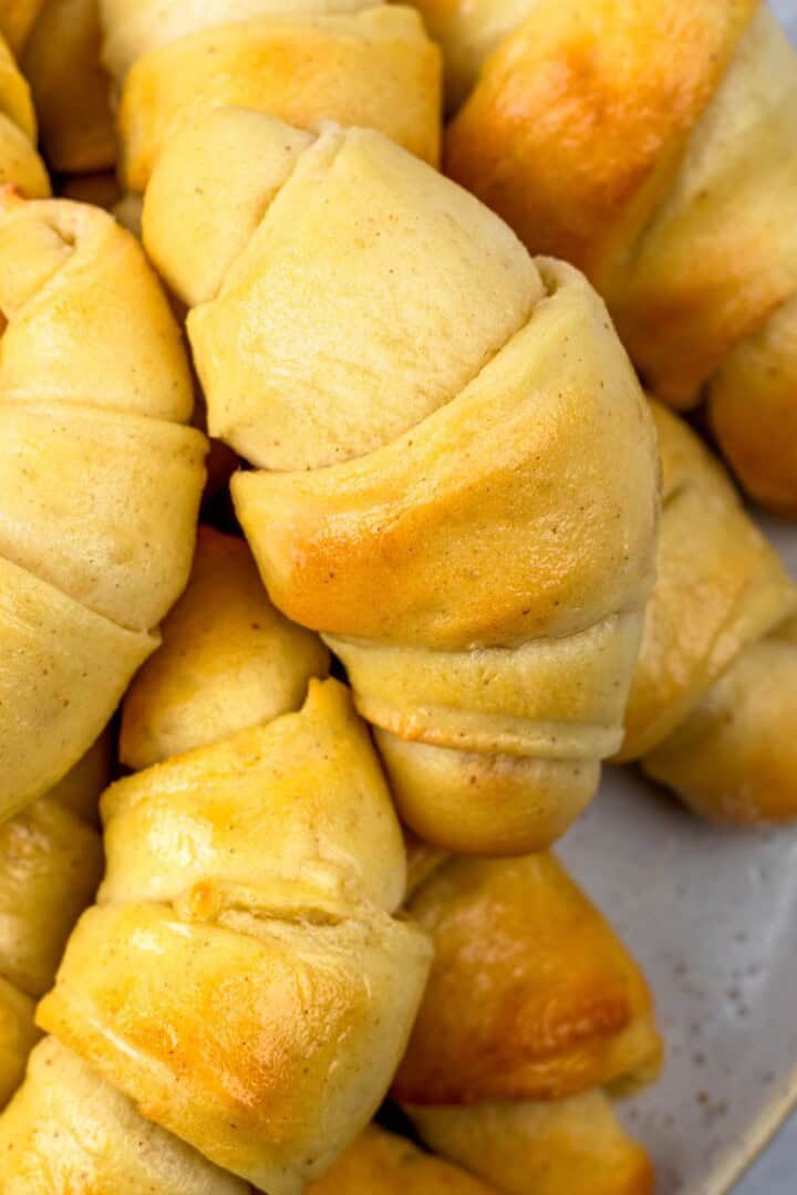 Plate of golden brown gluten-free crescent rolls