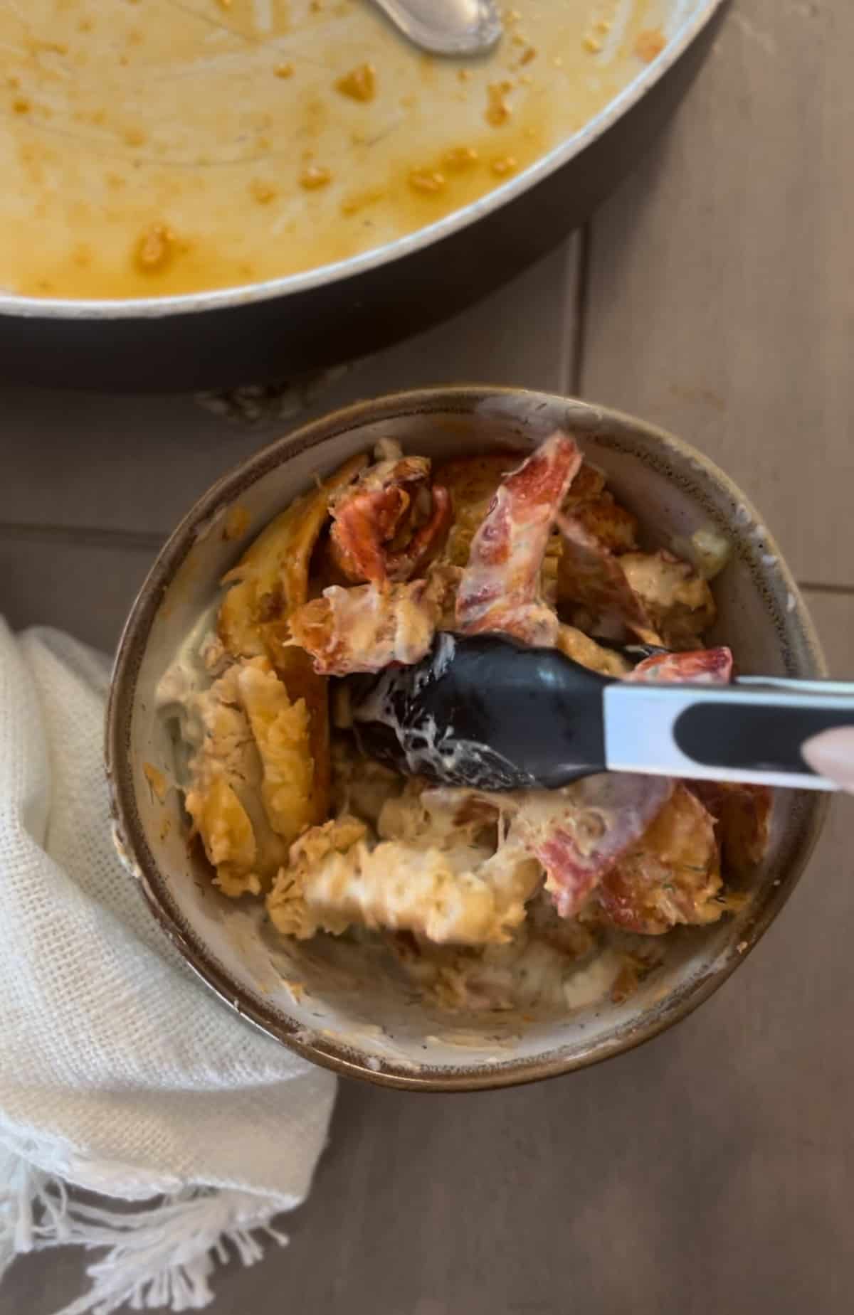 Gluten Free Lobster Rolls being mixed