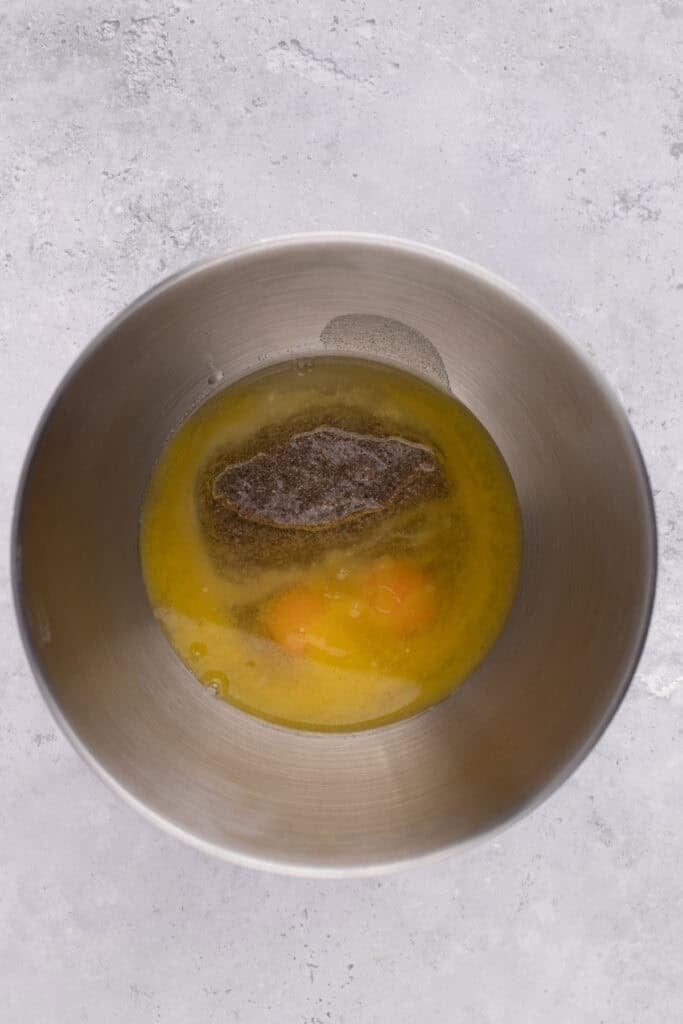 chia seed and egg mixture in a bowl for gluten free crescent rolls