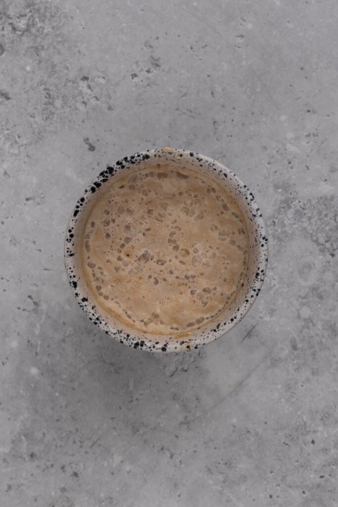 Yeast proofed in a bowl for gluten free crescent rolls