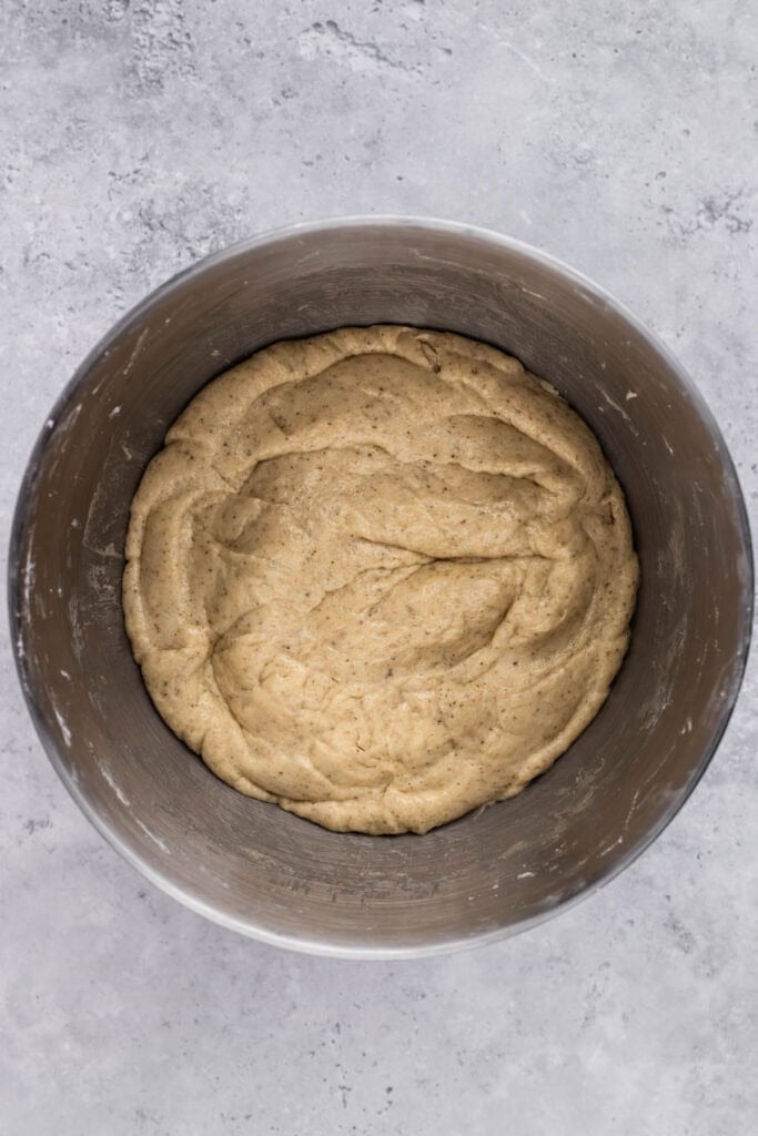gluten free crescent roll dough in a silver bowl