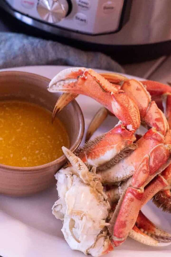 Crab Legs in the Instant Pot and on a plate