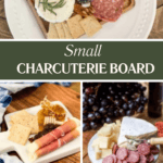 3 images of small charcuterie boards in a collage with title