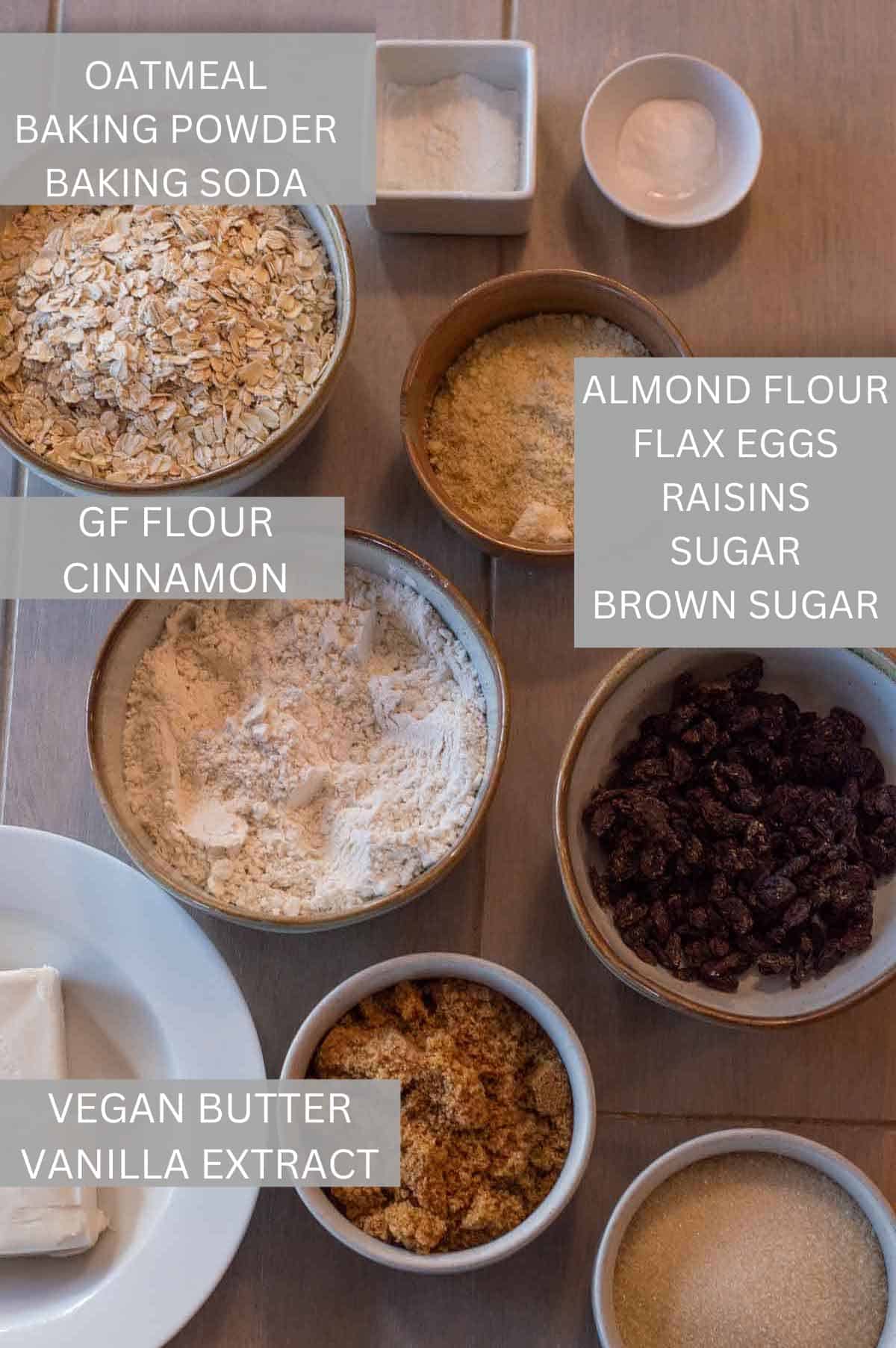 Vegan Oatmeal Raisin Cookies ingredients