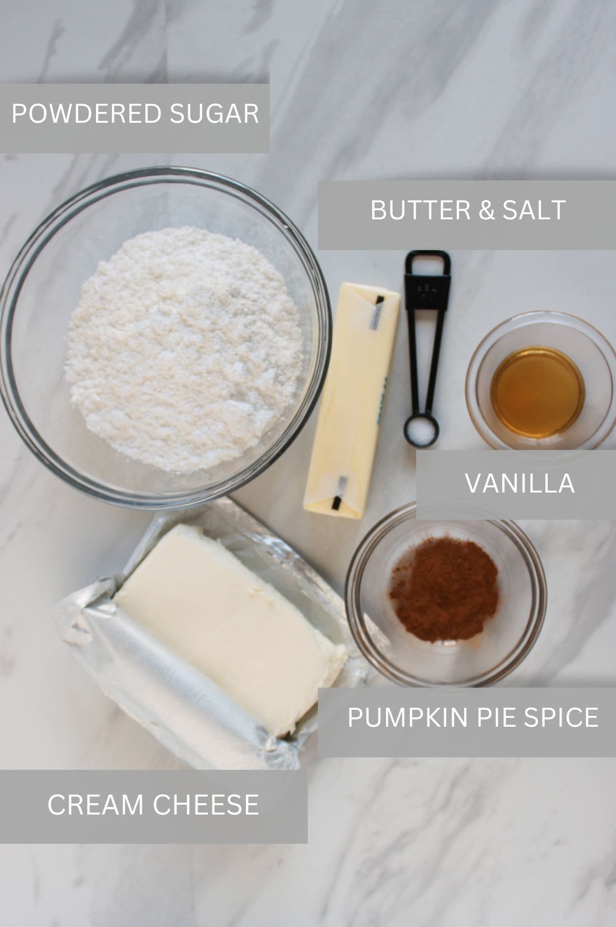 Soft Gluten Free Pumpkin Cupcakes frosting ingredients