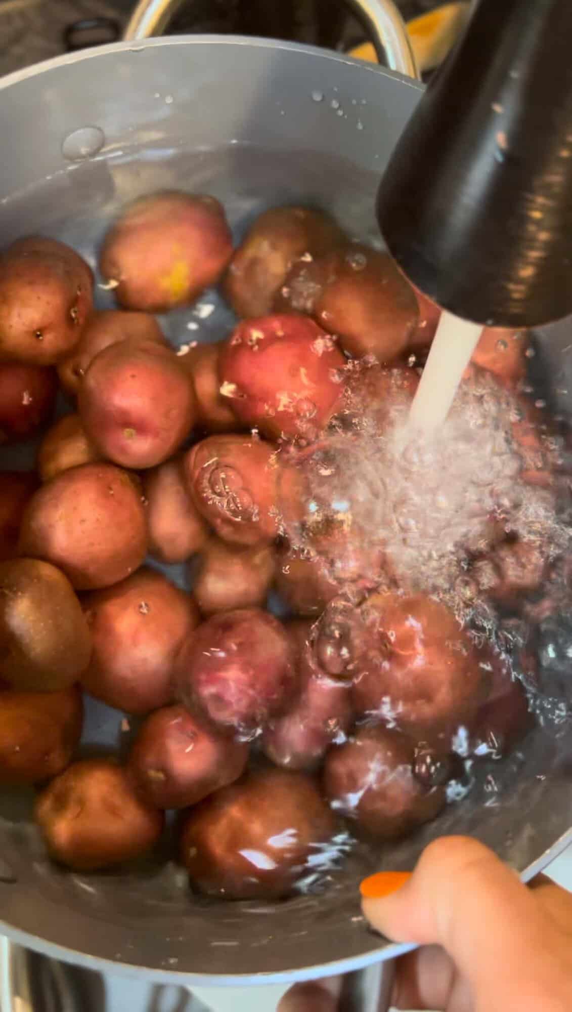 red potatoes in water