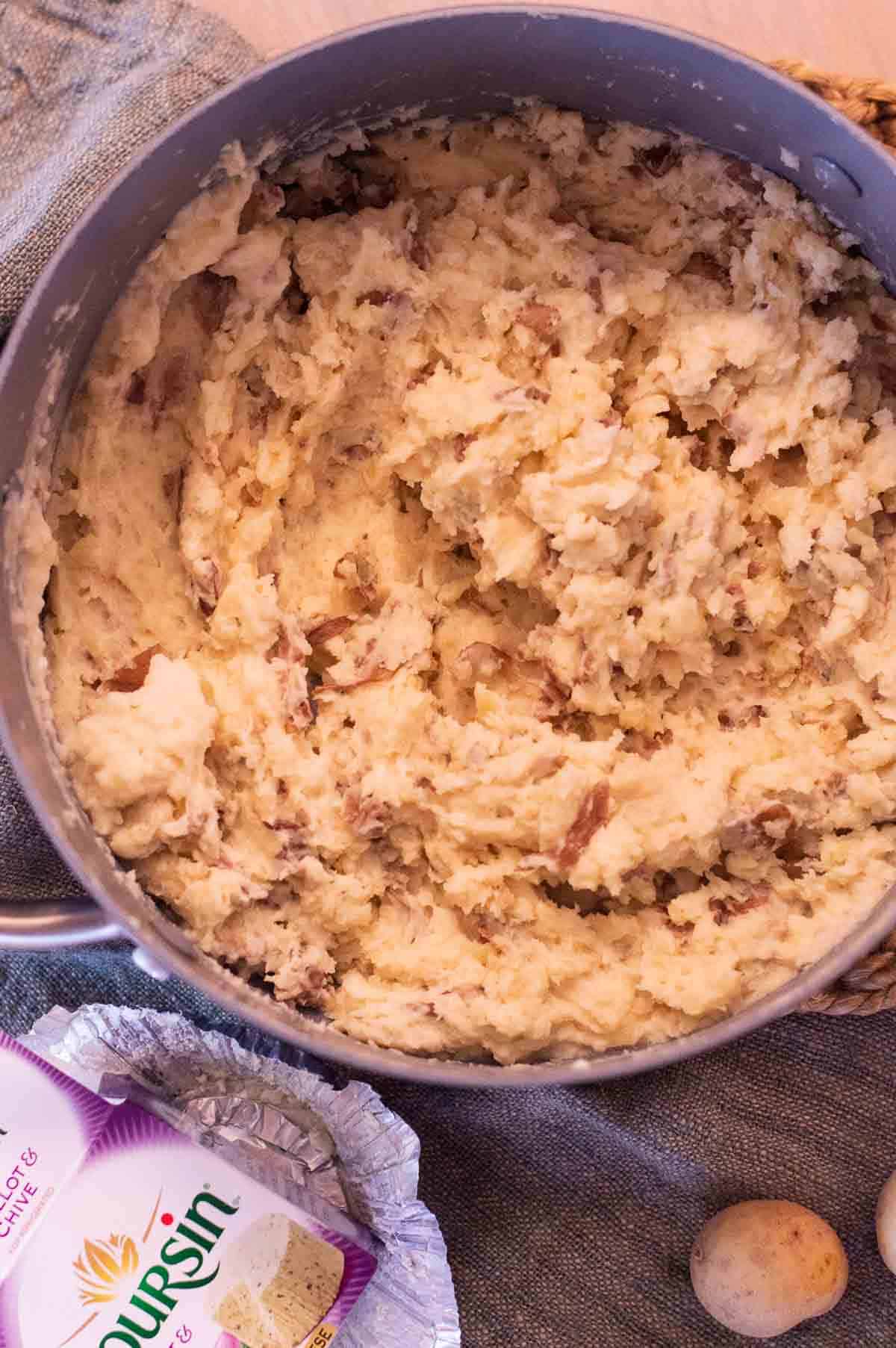 Boursin Mashed Potatoes in a pot