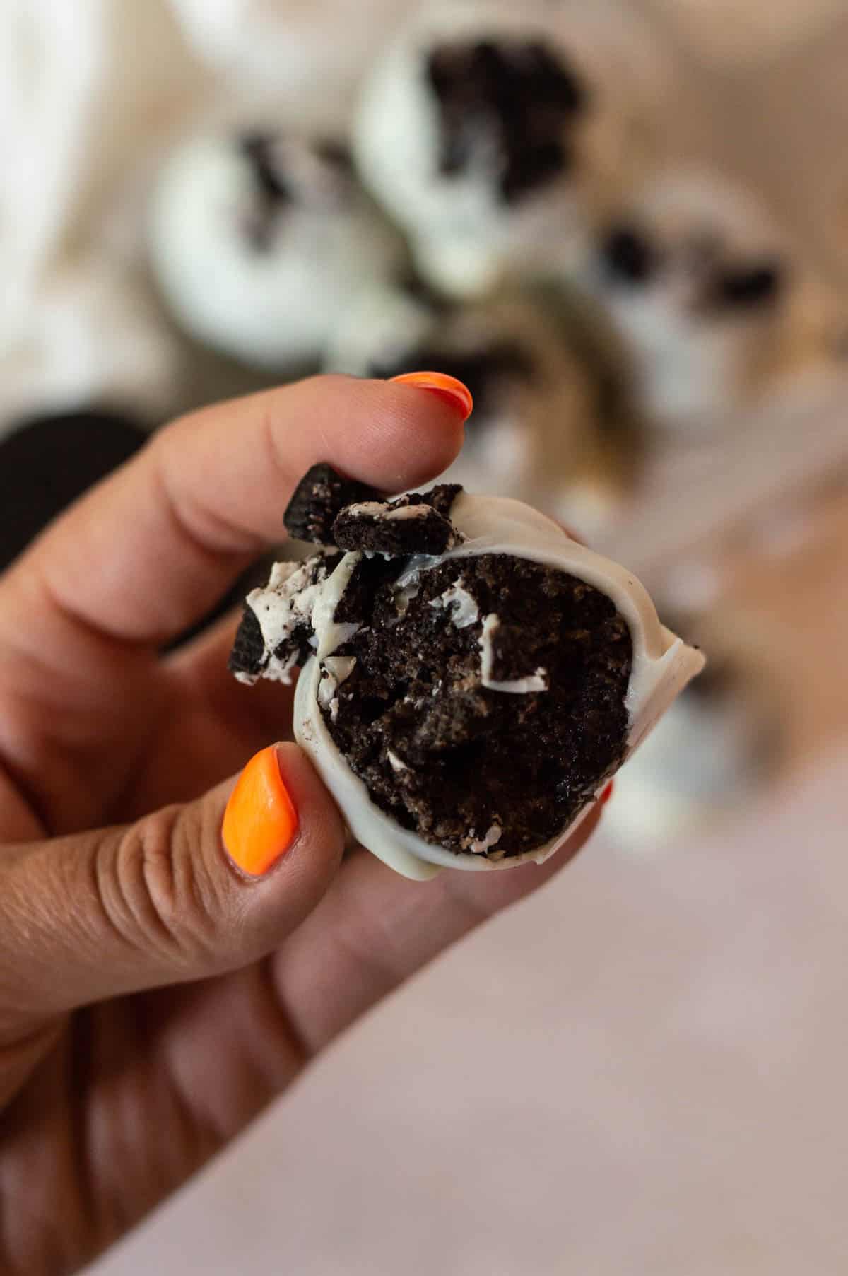 Gluten Free Oreo Balls on a marble plate