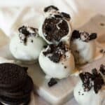 Gluten Free Oreo Balls on a marble plate