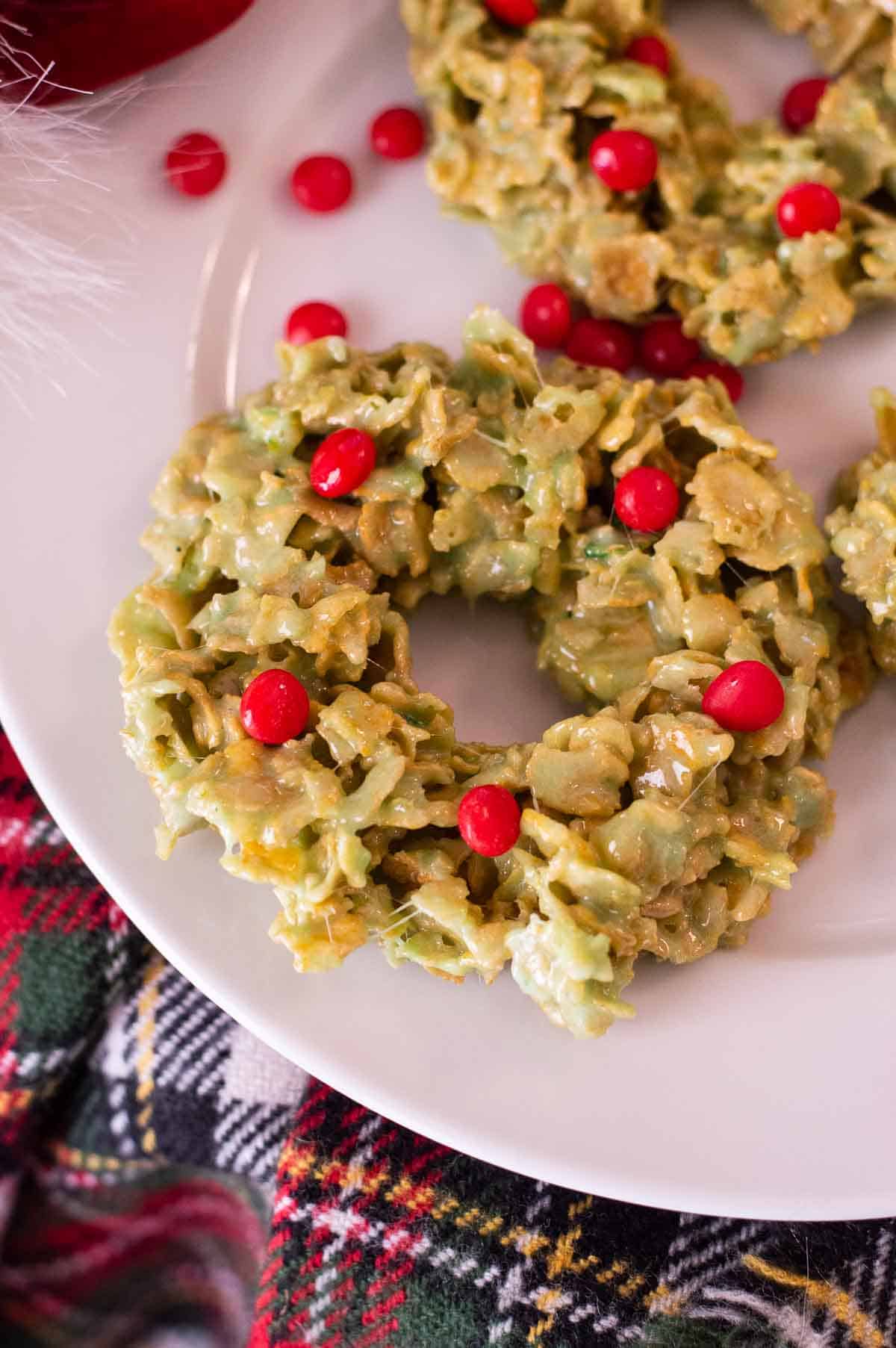 No Bake Gluten Free Christmas Cookies on a plate