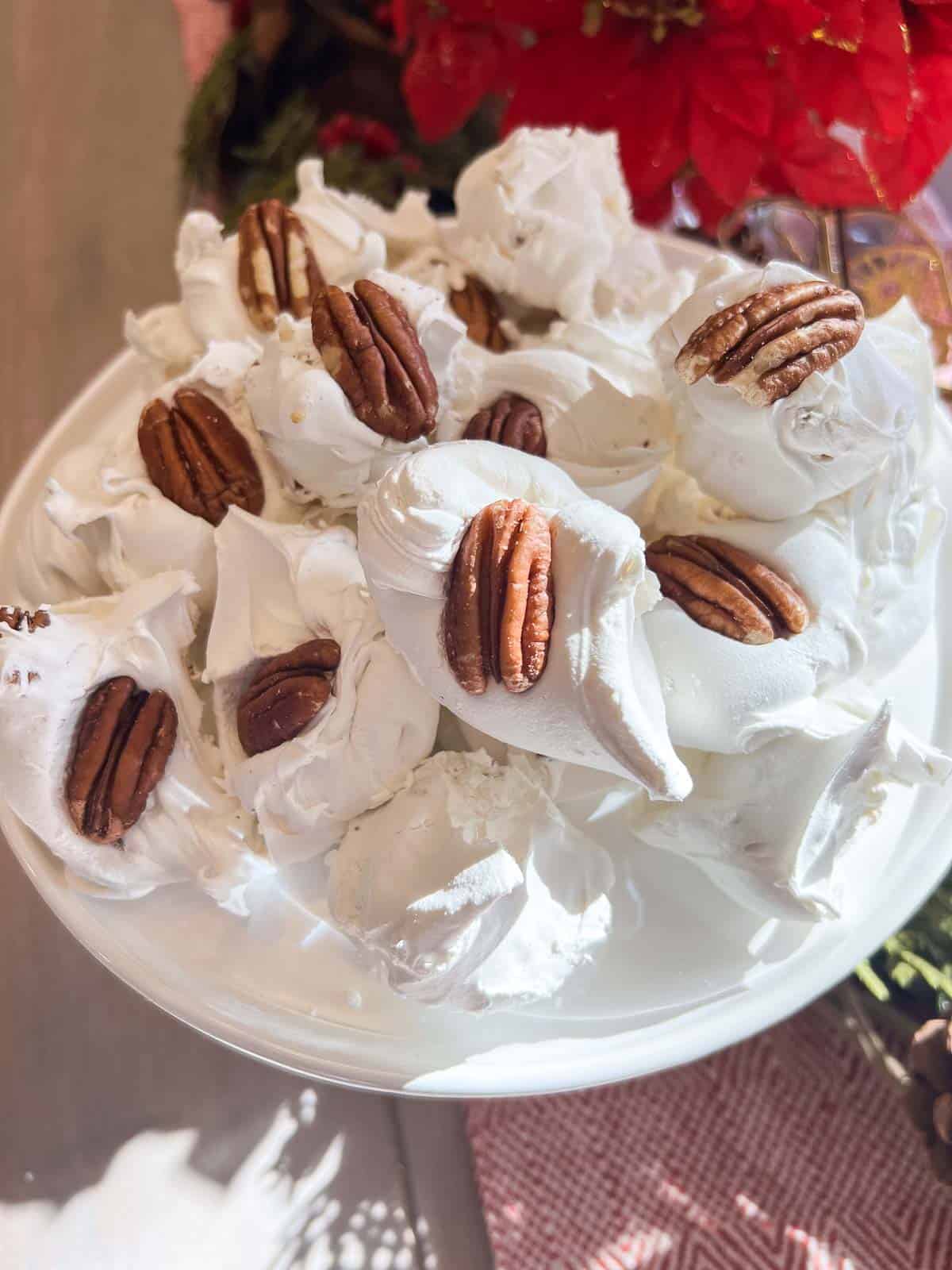 classic divinity candy with pecans on top