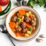 Easy Albondigas Soup (Mexican Meatball Soup) pinterest pin