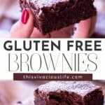 chewy gluten free brownies in a pin for Pinterest
