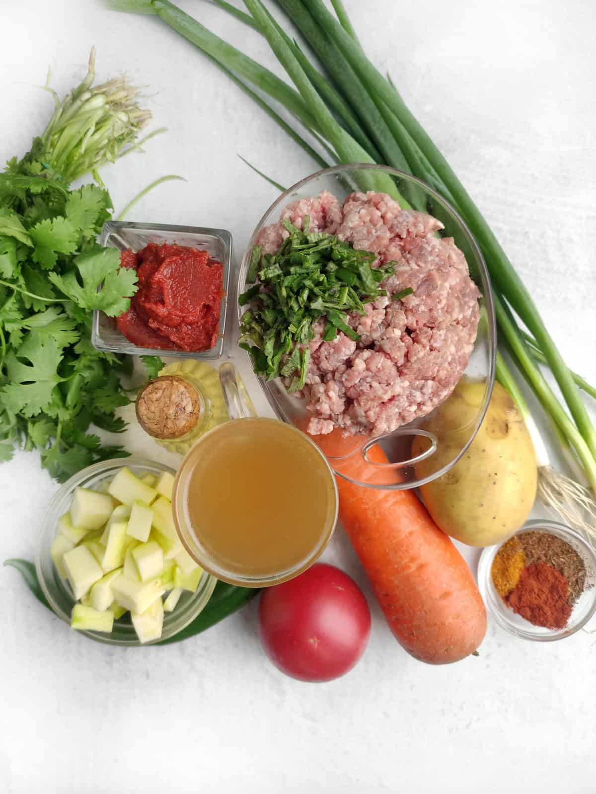 ingredients for Easy Albondigas Soup (Mexican meatball soup)