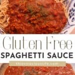 Gluten Free Spaghetti Sauce pin